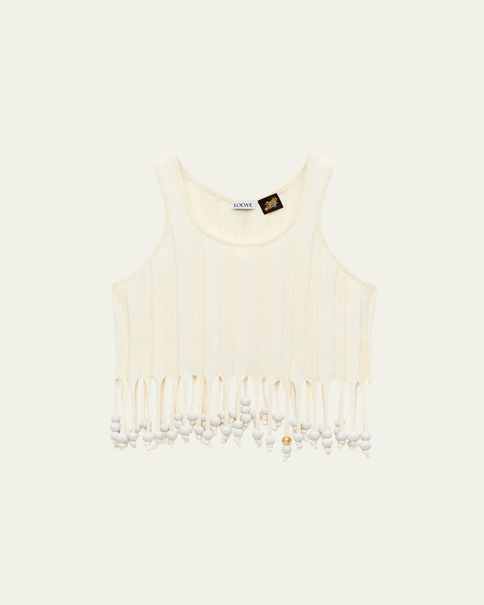 Fringe Beaded Crop Top